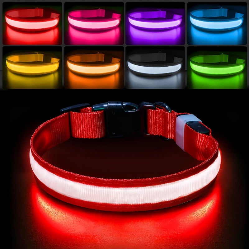 PcEoTllar Light up Dog Collar for Night Walking - LED Dog Collar Light Rechargeable Color Changing, Glow in The Dark Dog Collars Waterproof Glowing Dog Collars for Large Small Medium Dogs - Image 1